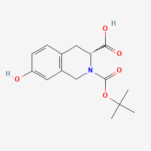(R)-2-(tert-Butoxycarbonyl)-7-hydroxy-1,2,3,4-tetrahydroisoquinoline-3-carboxylic acid chemical structure (CAS 214630-00-9)