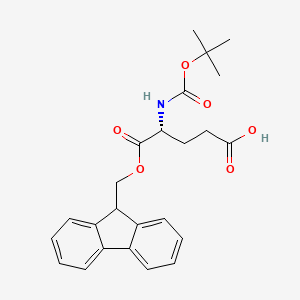 (R)-5-((9H-Fluoren-9-yl)methoxy)-4-((tert-butoxycarbonyl)amino)-5-oxopentanoic acid chemical structure (CAS 214630-10-1)