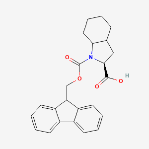 (2S)-1-(((9H-Fluoren-9-yl)methoxy)carbonyl)octahydro-1H-indole-2-carboxylic acid chemical structure (CAS 214750-71-7)