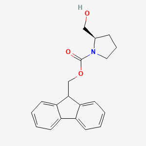 (R)-(9H-Fluoren-9-yl)methyl 2-(hydroxymethyl)pyrrolidine-1-carboxylate chemical structure (CAS 215178-45-3)