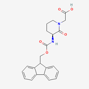 (S)-2-(3-((((9H-Fluoren-9-yl)methoxy)carbonyl)amino)-2-oxopiperidin-1-yl)acetic acid chemical structure (CAS 215190-25-3)