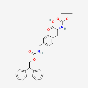 (R)-3-(4-(((((9H-Fluoren-9-yl)methoxy)carbonyl)amino)methyl)phenyl)-2-((tert-butoxycarbonyl)amino)propanoic acid chemical structure (CAS 215302-77-5)