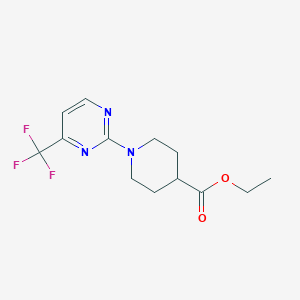 Ethyl 1-(4-(trifluoromethyl)pyrimidin-2-yl)piperidine-4-carboxylate chemical structure (CAS 215654-84-5)