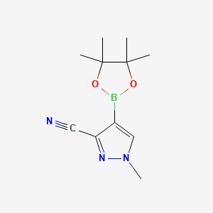 1-Methyl-4-(4,4,5,5-tetramethyl-1,3,2-dioxaborolan-2-yl)-1H-pyrazole-3-carbonitrile chemical structure (CAS 2158267-70-8)
