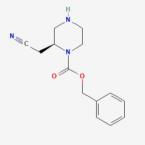 Benzyl (S)-2-(cyanomethyl)piperazine-1-carboxylate chemical structure (CAS 2158302-01-1)