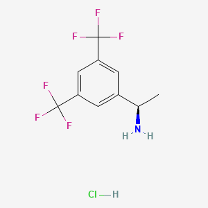 (R)-1-(3,5-Bis(trifluoromethyl)phenyl)ethanamine hydrochloride chemical structure (CAS 216002-20-9)