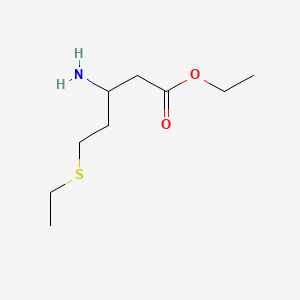 Ethyl 3-amino-5-(ethylthio)pentanoate chemical structure (CAS 2160470-81-3)