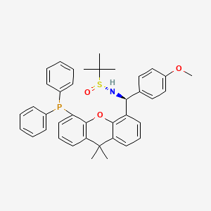 (R)-N-((S)-(5-(Diphenylphosphanyl)-9,9-dimethyl-9H-xanthen-4-yl)(4-methoxyphenyl)methyl)-2-methylpropane-2-sulfinamide chemical structure (CAS 2160535-57-7)