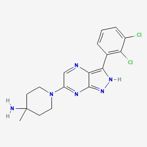 1-(3-(2,3-Dichlorophenyl)-1H-pyrazolo[3,4-b]pyrazin-6-yl)-4-methylpiperidin-4-amine chemical structure (CAS 2160546-07-4)