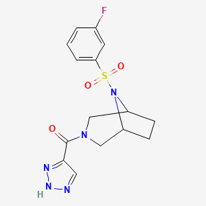 (8-((3-Fluorophenyl)sulfonyl)-3,8-diazabicyclo[3.2.1]octan-3-yl)(1H-1,2,3-triazol-5-yl)methanone chemical structure (CAS 2160582-57-8)