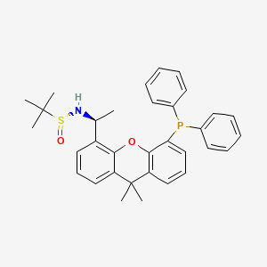 (R)-N-((S)-1-(5-(Diphenylphosphanyl)-9,9-dimethyl-9H-xanthen-4-yl)ethyl)-2-methylpropane-2-sulfinamide chemical structure (CAS 2162939-90-2)