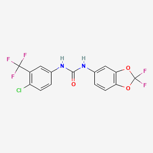 1-(4-Chloro-3-(trifluoromethyl)phenyl)-3-(2,2-difluorobenzo[d][1,3]dioxol-5-yl)urea chemical structure (CAS 2165324-62-7)