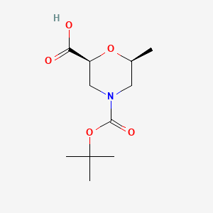 (2S,6S)-4-(tert-Butoxycarbonyl)-6-methylmorpholine-2-carboxylic acid chemical structure (CAS 2165414-92-4)