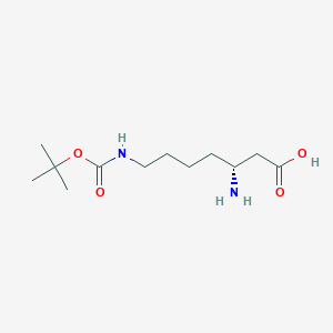 (R)-3-Amino-7-((tert-butoxycarbonyl)amino)heptanoic acid chemical structure (CAS 2165435-43-6)
