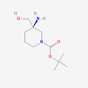 tert-Butyl (3R)-3-amino-3-(hydroxymethyl)piperidine-1-carboxylate chemical structure (CAS 2165517-36-0)