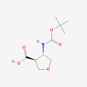 (3S,4S)-4-((tert-Butoxycarbonyl)amino)tetrahydrofuran-3-carboxylic acid chemical structure (CAS 2165596-62-1)