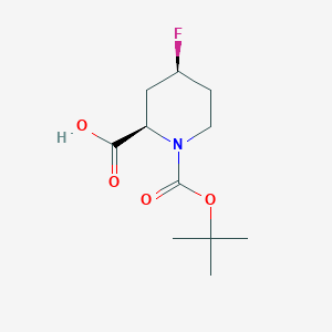(2R,4S)-1-(tert-Butoxycarbonyl)-4-fluoropiperidine-2-carboxylic acid chemical structure (CAS 2165801-50-1)