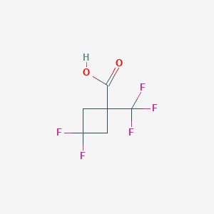 3,3-Difluoro-1-(trifluoromethyl)cyclobutane-1-carboxylic acid chemical structure (CAS 2167095-52-3)