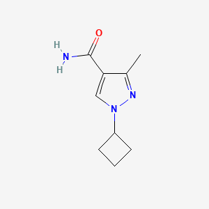 1-Cyclobutyl-3-methyl-1H-pyrazole-4-carboxamide chemical structure (CAS 2167443-70-9)