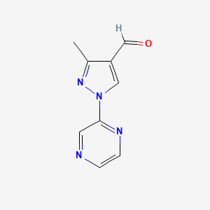 3-Methyl-1-(pyrazin-2-yl)-1H-pyrazole-4-carbaldehyde chemical structure (CAS 2167679-02-7)