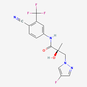(S)-N-(4-Cyano-3-(trifluoromethyl)phenyl)-3-(4-fluoro-1H-pyrazol-1-yl)-2-hydroxy-2-methylpropanamide chemical structure (CAS 2168525-92-4)
