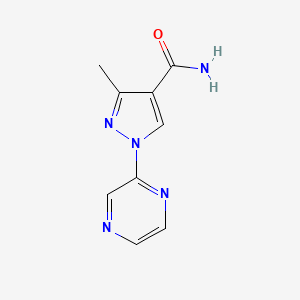 3-Methyl-1-(pyrazin-2-yl)-1H-pyrazole-4-carboxamide chemical structure (CAS 2169469-06-9)