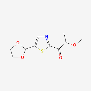 1-(5-(1,3-Dioxolan-2-yl)thiazol-2-yl)-2-methoxypropan-1-one chemical structure (CAS 2169648-83-1)