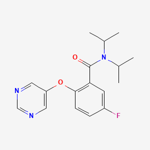 5-Fluoro-N,N-diisopropyl-2-(pyrimidin-5-yloxy)benzamide chemical structure (CAS 2169919-95-1)