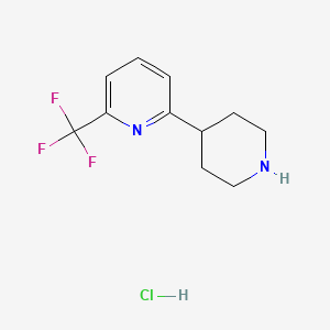 2-(Piperidin-4-yl)-6-(trifluoromethyl)pyridine hydrochloride chemical structure (CAS 2169998-41-6)