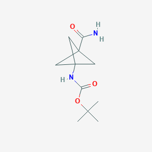 tert-Butyl (3-carbamoylbicyclo[1.1.1]pentan-1-yl)carbamate chemical structure (CAS 2170371-88-5)