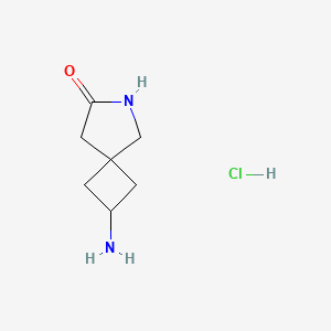 2-Amino-6-azaspiro[3.4]octan-7-one hydrochloride chemical structure (CAS 2172063-36-2)