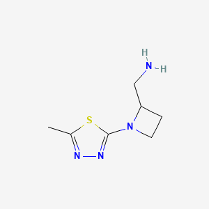 (1-(5-Methyl-1,3,4-thiadiazol-2-yl)azetidin-2-yl)methanamine chemical structure (CAS 2172121-54-7)
