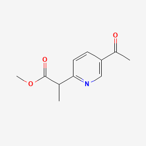 Methyl 2-(5-acetylpyridin-2-yl)propanoate chemical structure (CAS 2172559-92-9)