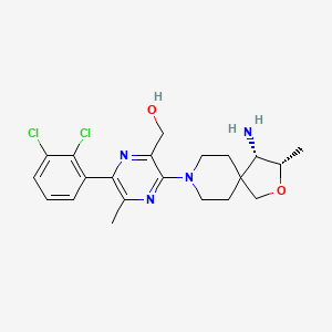 (3-((3S,4S)-4-Amino-3-methyl-2-oxa-8-azaspiro[4.5]decan-8-yl)-6-(2,3-dichlorophenyl)-5-methylpyrazin-2-yl)methanol chemical structure (CAS 2172651-73-7)