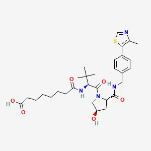 8-(((S)-1-((2S,4R)-4-Hydroxy-2-((4-(4-methylthiazol-5-yl)benzyl)carbamoyl)pyrrolidin-1-yl)-3,3-dimethyl-1-oxobutan-2-yl)amino)-8-oxooctanoic acid chemical structure (CAS 2172819-75-7)