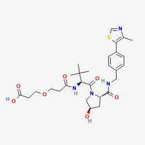 3-(3-(((S)-1-((2S,4R)-4-Hydroxy-2-((4-(4-methylthiazol-5-yl)benzyl)carbamoyl)pyrrolidin-1-yl)-3,3-dimethyl-1-oxobutan-2-yl)amino)-3-oxopropoxy)propanoic acid chemical structure (CAS 2172820-07-2)
