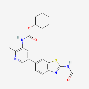 Cyclohexyl (5-(2-acetamidobenzo[d]thiazol-6-yl)-2-methylpyridin-3-yl)carbamate chemical structure (CAS 2173556-69-7)