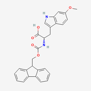 (S)-2-((((9H-Fluoren-9-yl)methoxy)carbonyl)amino)-3-(6-methoxy-1H-indol-3-yl)propanoic acid chemical structure (CAS 2173568-57-3)