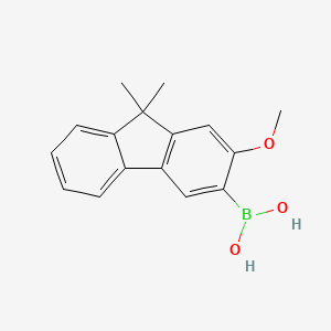 (2-Methoxy-9,9-dimethyl-9H-fluoren-3-yl)boronic acid chemical structure (CAS 2177237-24-8)
