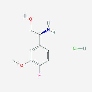 (S)-2-Amino-2-(4-fluoro-3-methoxyphenyl)ethanol hydrochloride chemical structure (CAS 2177259-39-9)