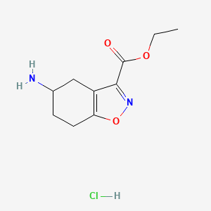 Ethyl 5-amino-4,5,6,7-tetrahydrobenzo[d]isoxazole-3-carboxylate hydrochloride chemical structure (CAS 2177263-09-9)