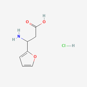 3-Amino-3-(furan-2-yl)propanoic acid hydrochloride chemical structure (CAS 2177263-70-4)