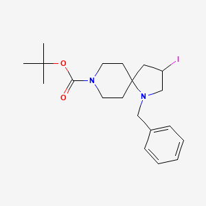 tert-Butyl 1-benzyl-3-iodo-1,8-diazaspiro[4.5]decane-8-carboxylate chemical structure (CAS 2177264-11-6)