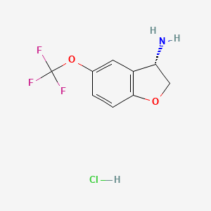 (S)-5-(Trifluoromethoxy)-2,3-dihydrobenzofuran-3-amine hydrochloride chemical structure (CAS 2177264-44-5)