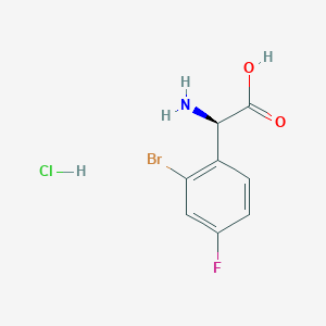 (R)-2-amino-2-(2-bromo-4-fluorophenyl)acetic acid hydrochloride chemical structure (CAS 2177265-07-3)