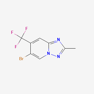 6-Bromo-2-methyl-7-(trifluoromethyl)-[1,2,4]triazolo[1,5-a]pyridine chemical structure (CAS 2177266-96-3)