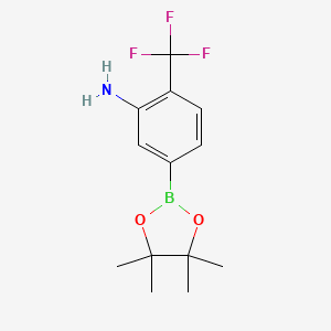 5-(Tetramethyl-1,3,2-dioxaborolan-2-yl)-2-(trifluoromethyl)aniline chemical structure (CAS 2181780-09-4)