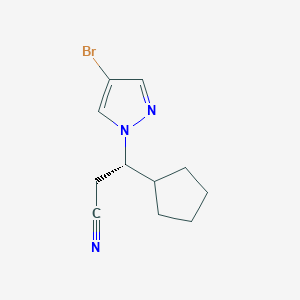 (S)-3-(4-Bromo-1H-pyrazol-1-yl)-3-cyclopentylpropanenitrile chemical structure (CAS 2183286-19-1)