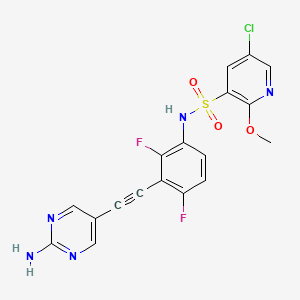 N-(3-((2-Aminopyrimidin-5-yl)ethynyl)-2,4-difluorophenyl)-5-chloro-2-methoxypyridine-3-sulfonamide chemical structure (CAS 2183470-12-2)