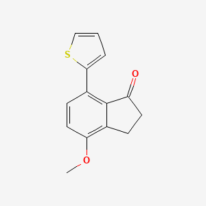 4-Methoxy-7-(thiophen-2-yl)-2,3-dihydro-1H-inden-1-one chemical structure (CAS 2186640-94-6)